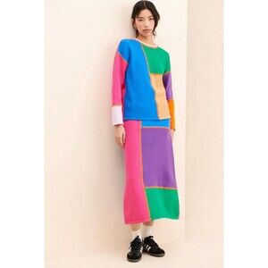 Anthropologie Olivia Rubin Knit Skirt Women Susan Colorblock Boho Size XS New